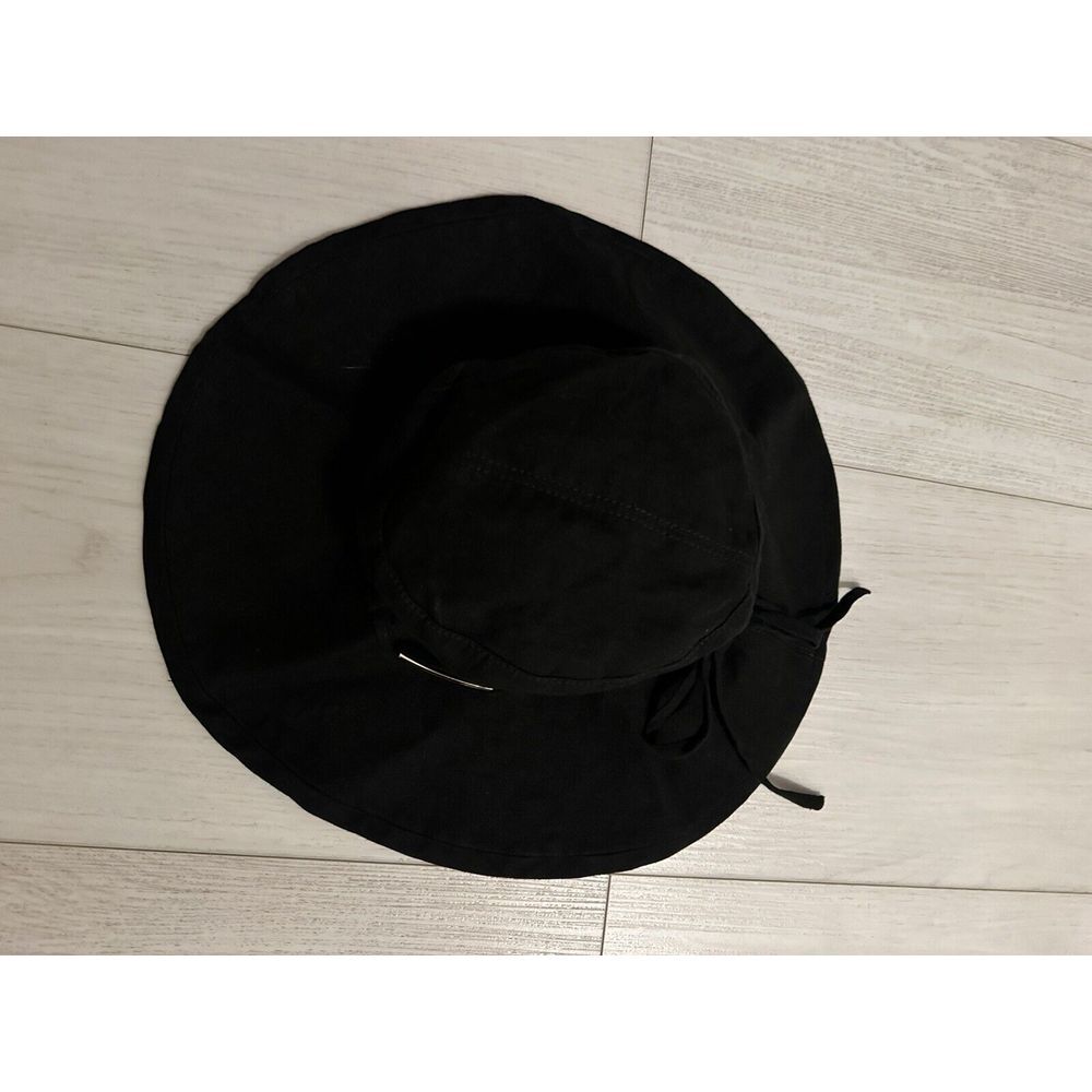 Helen Kaminski Australia-Black‎ Cotton Canvas Bucket  Hat With Tie Detail EUC